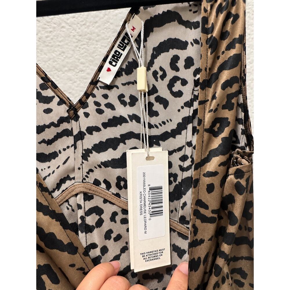 NWT Ciao Lucia Krista Silk Charmeuse Leopard Print Maxi Dress Medium - Picture 6 of 9